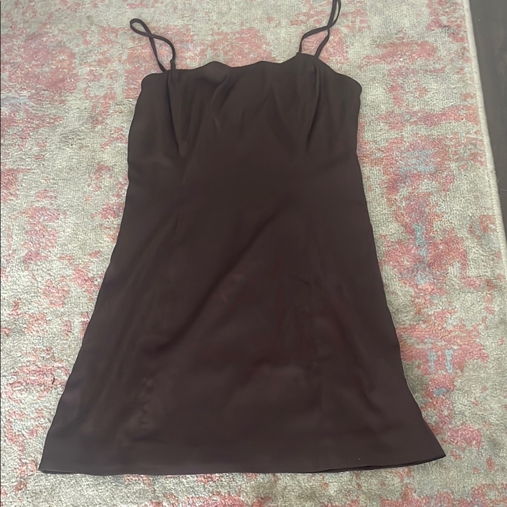 Aritzia Elegant Chocolate Brown Slip Dress
